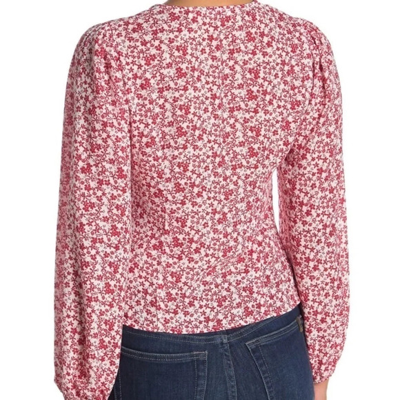 Lush Long Sleeve V-Neck Button Front Blouse - Picture 2 of 2